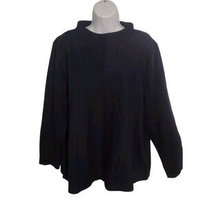 NEW Talbots Ponte Knit All Cotton Top Plus 2X Blue Stretch Preppy High Neck